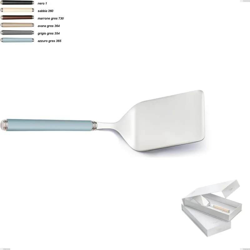 Confezione a libro 1 pezzo pala lasagne linea gres, acciaio 18/10 aisi 304 manici in acrilico Eme Posaterie grigio gres 354 Ultime Pezzi