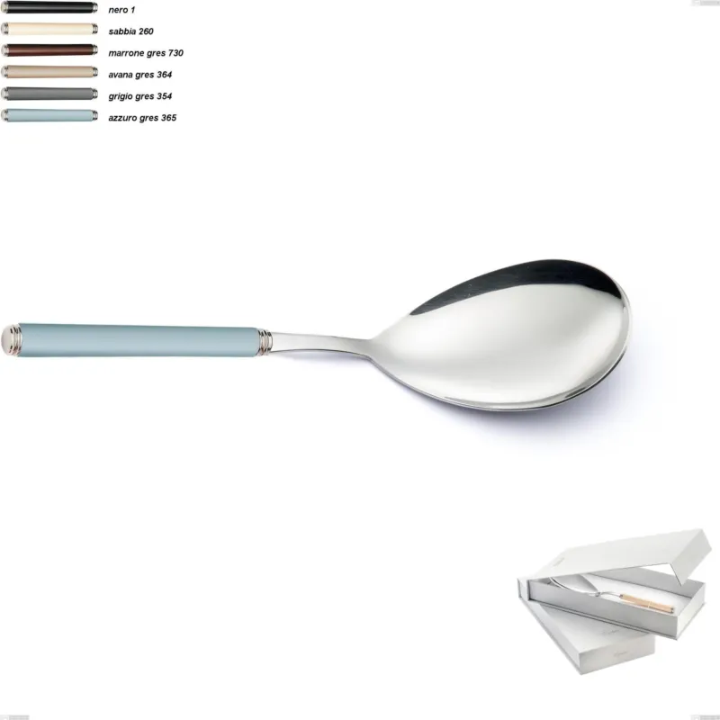 Confezione a libro 1 pezzo pala riso linea gres, acciaio 18/10 aisi 304 manici in acrilico Eme Posaterie grigio gres 354 Super Prezzo