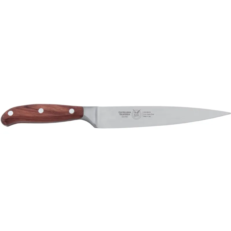 Promo Stagionale Coltello filettare flessibile lama forgiata cm 18 indispensabile per le operazioni di sfilettatura del pesce in acciaio W.Nr.1.4116 , colore manico in legno di mogano scuro Coltelleria Valgobbia