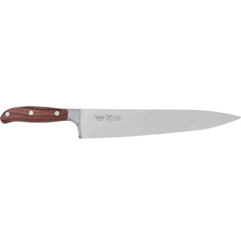Coltello Trinciante da cuoco lama forgiata i strumento base in cucina per tagliare, n acciaio W.Nr.1.4116 cm 31 , manico in legno di mogano , colore manico in legno di mogano scuro Coltelleria Valgobbia Più Venduto