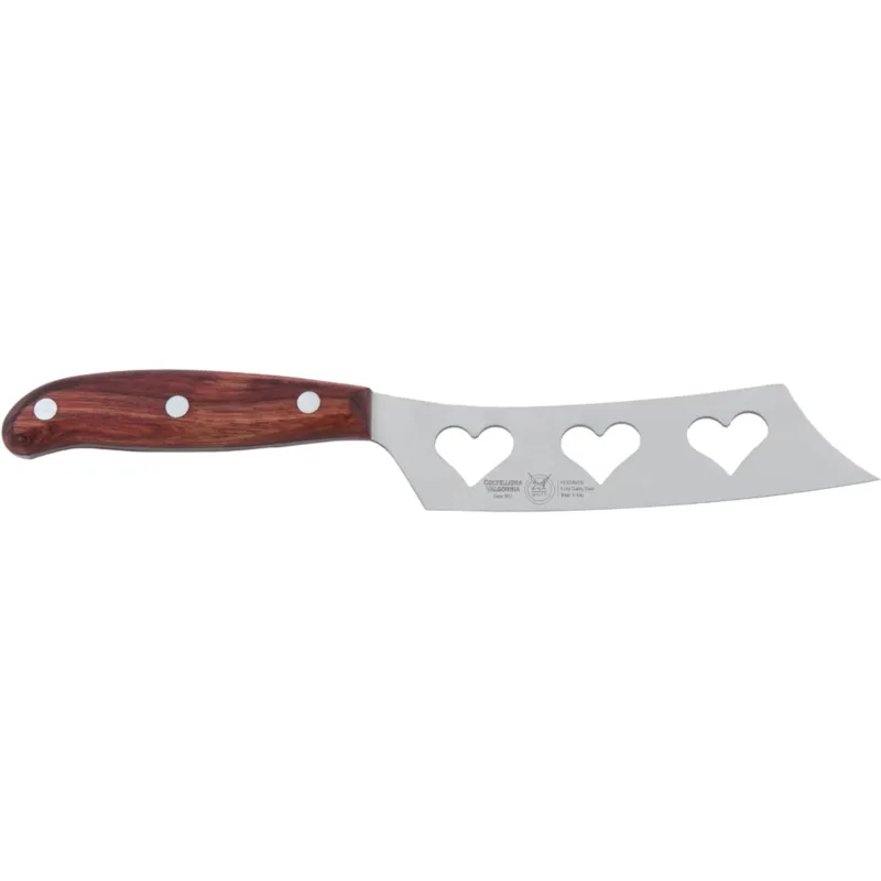 Coltello formaggi molli lama forgiata in acciaio W.Nr.1.4116 cm 29 e manico in legno di mogano , colore manico in legno di mogano scuro Coltelleria Valgobbia Quantità Limitata