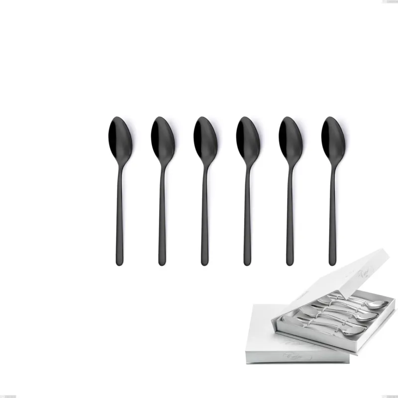 Promo Stagionale Confezione a libro 6 pezzi cucchiaini caffè Venice Gun Metal, Acciaio Inox 18-10 trattamento pvd canna di fucile, spessore 4 mm Eme Posaterie