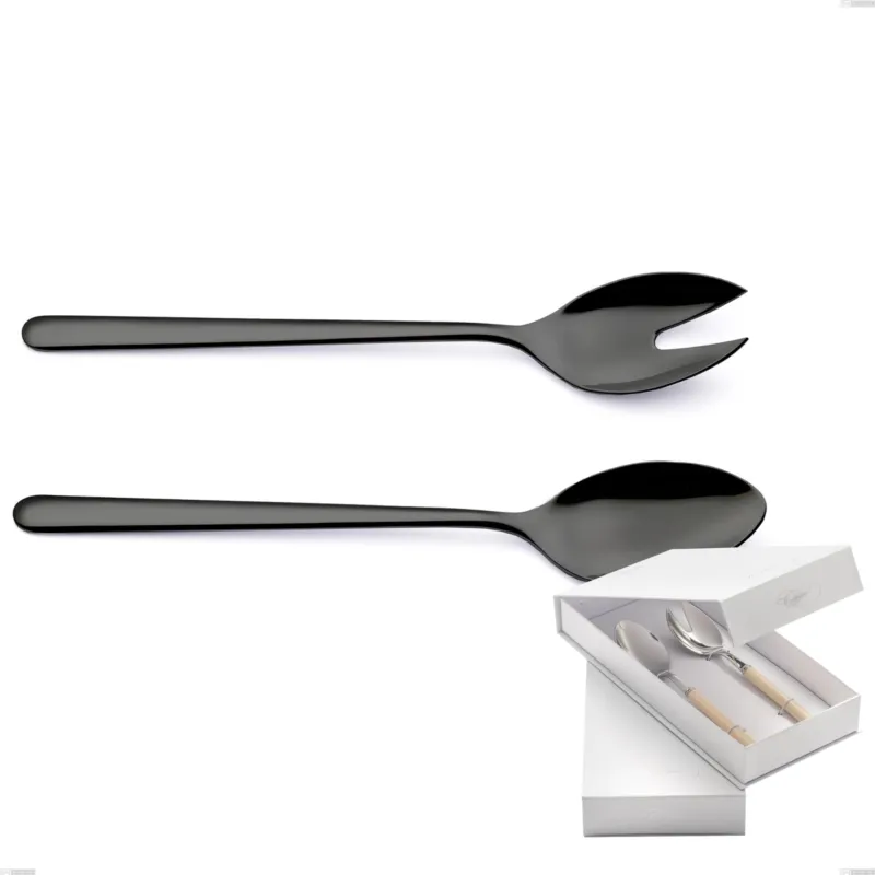 Nuova Collezione Confezione a libro 2 pezzi insalata Venice Gun Metal, Acciaio Inox 18-10 trattamento pvd canna di fucile, spessore 4 mm Eme Posaterie