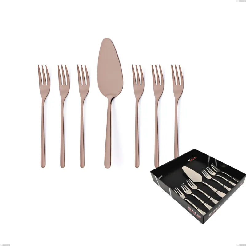 Super Prezzo Confezione vetrina 7 pezzi dolce Venice Copper Bronze, Acciaio Inox 18-10 trattamento pvd bronzo, spessore 4 mm Eme Posaterie