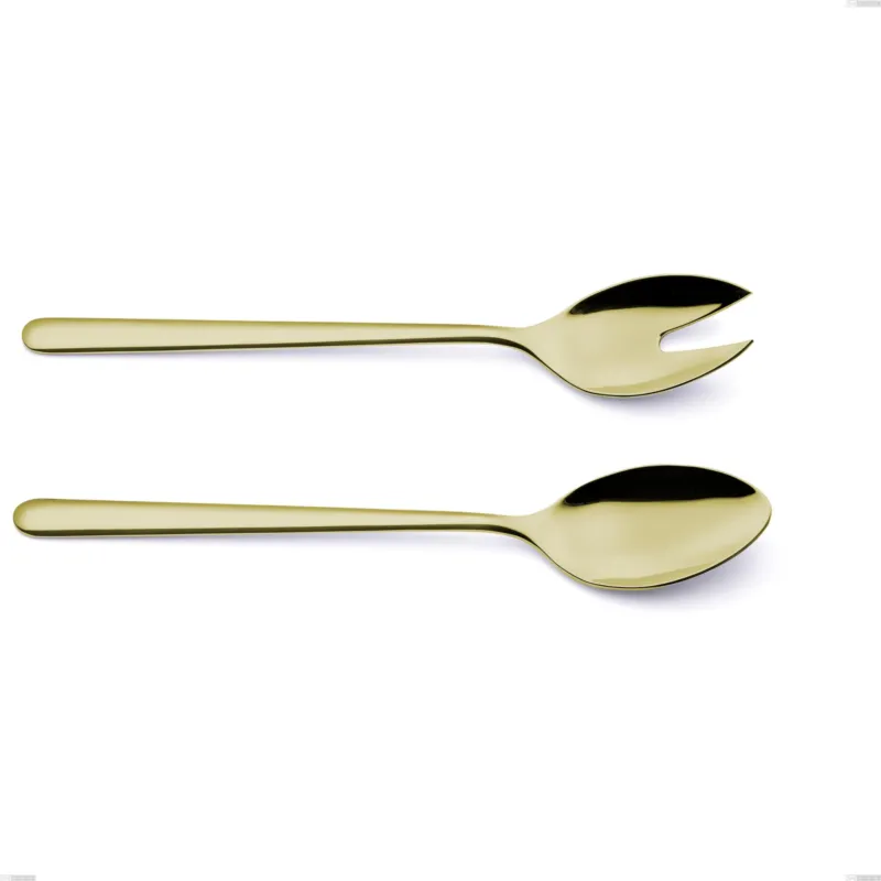 Coppia insalata Venice Tin Gold, Acciaio Inox 18-10 trattamento pvd oro, spessore 4 mm, lunghezza 260 mm Eme Posaterie Ultima Occasione