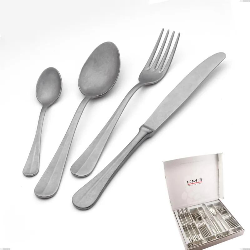 Cofanetto 24 pezzi Royal Retro, Acciaio inox 18-10 finitura vintage, spessore 2.5 mm Eme Posaterie Scelto Dai Clienti