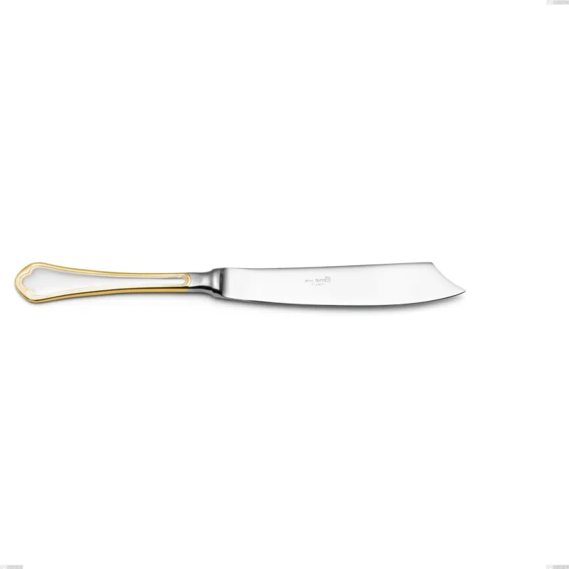 Ultime Pezzi Coltello torta Domus Oro, acciaio 18-10, oro 24 carati lucido, spessore 3 mm, lunghezza 235 mm Eme Posaterie