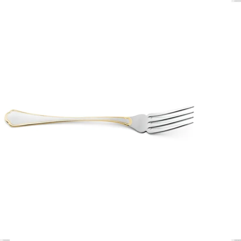 Popolare Forchetta pesce da servizio Domus Oro, acciaio 18-10, oro 24 carati lucido, spessore 3 mm, lunghezza 240 mm Eme Posaterie