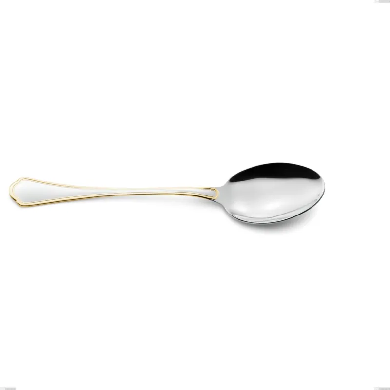 Prezzo Ridotto Cucchiaio da servizio Domus Oro, acciaio 18-10, oro 24 carati lucido, spessore 3 mm, lunghezza 240 mm Eme Posaterie