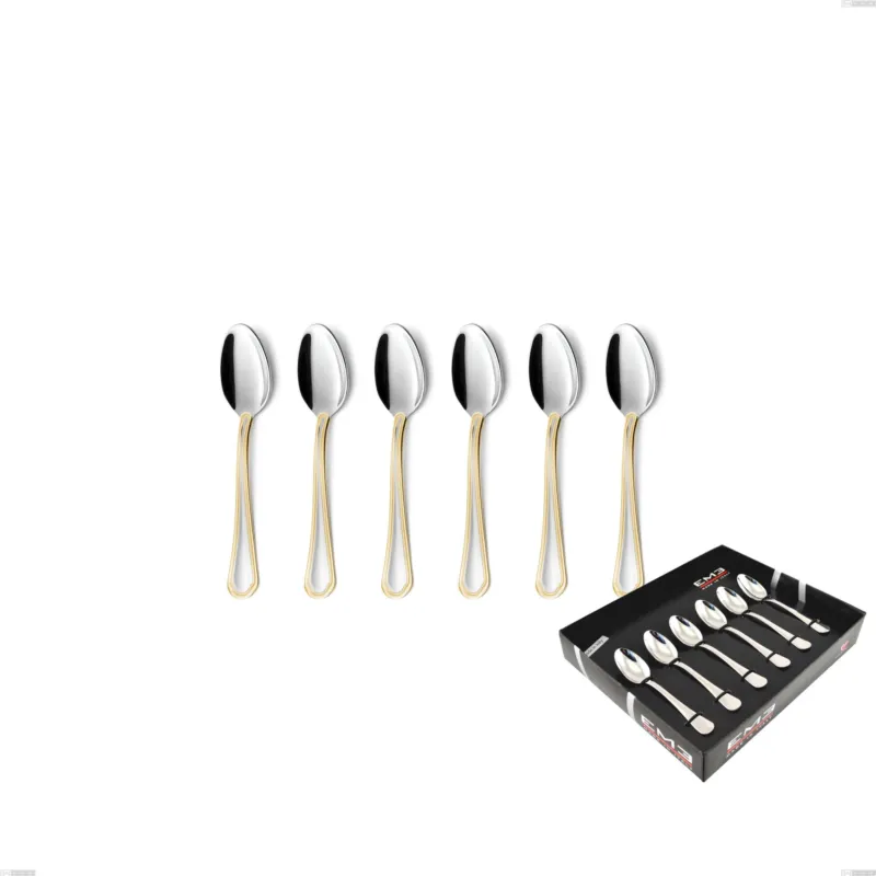 Confezione vetrina 6 pezzi moka Domus Oro, acciaio 18-10, oro 24 carati lucido, spessore 3 mm Eme Posaterie Compra Online