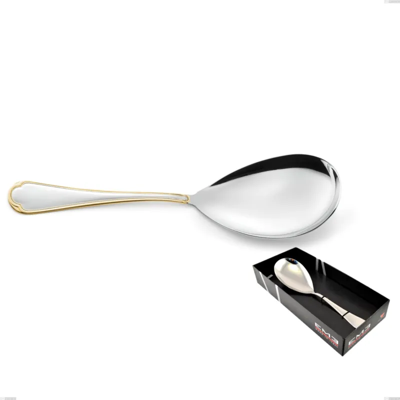 Confezione vetrina 1 pezzi pala riso Domus Oro, acciaio 18-10, oro 24 carati lucido, spessore 3 mm Eme Posaterie Spedizione Espresso