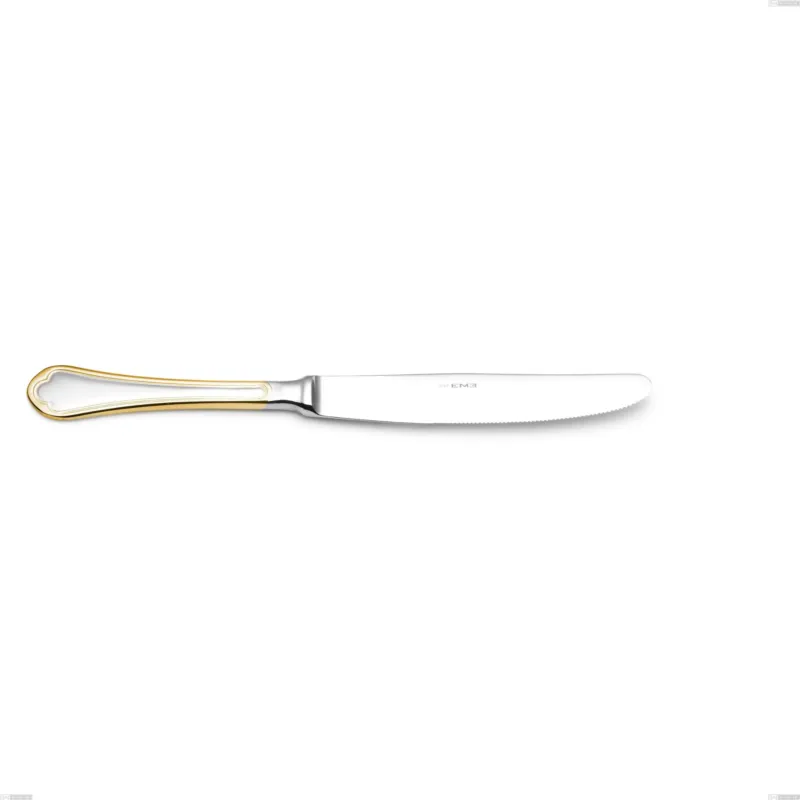 Prezzo Ridotto Coltello tavola Domus Oro, acciaio 18-10, oro 24 carati lucido, spessore 3 mm, lunghezza 235 mm Eme Posaterie