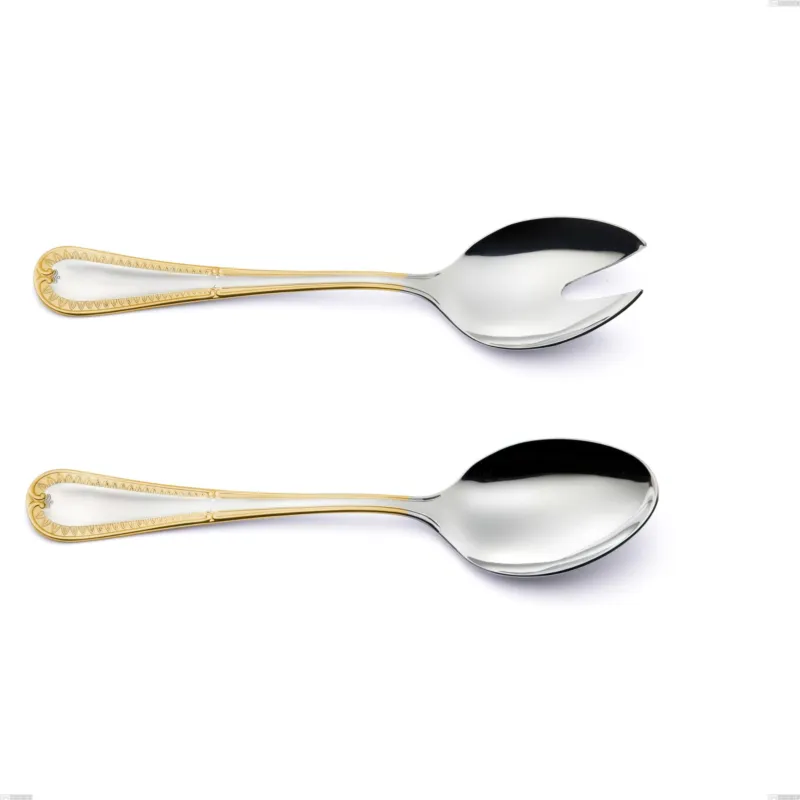Acquista Ora Coppia insalata Firenze oro, acciaio 18-10, oro 24 carati , spessore 2.5 mm, lunghezza 233 mm Eme Posaterie