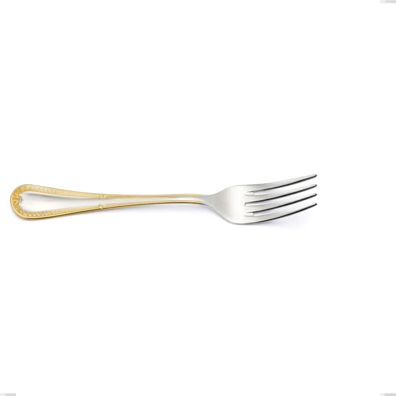 Consegna Rapida Forchetta da servizio Firenze oro, acciaio 18-10, oro 24 carati , spessore 2.5 mm, lunghezza 233 mm Eme Posaterie