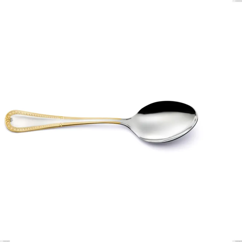 Cucchiaio da servizio Firenze oro, acciaio 18-10, oro 24 carati , spessore 2.5 mm, lunghezza 233 mm Eme Posaterie Esclusivo