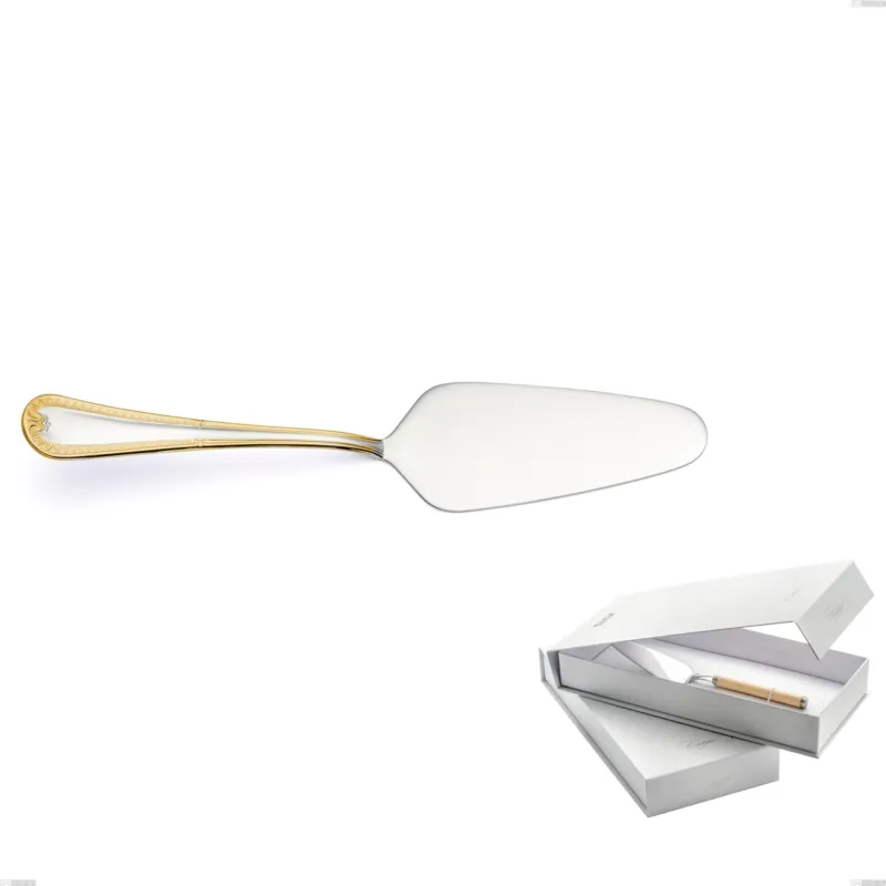 Confezione a libro 1 pezzo pala torta Firenze oro, acciaio 18-10, oro 24 carati , spessore 2.5 mm Eme Posaterie Quantità Limitata