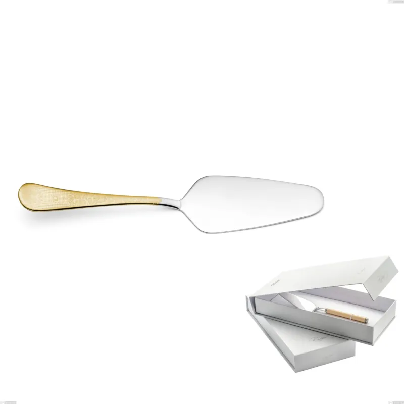 Confezione a libro 1 pezzo pala torta Hermitage oro, acciaio 18-10, oro 24 carati lucido, spessore 2.5 mm Eme Posaterie Compra Online