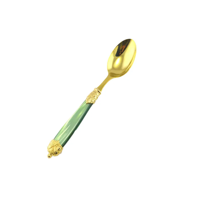 Cucchiaino da caffè Mirage in Ghiere oro Tin Gold 18.10 (AISI 304) manico perlato doppia ghiera lavabili in lavastoviglie Verde Perlato Eme Posaterie avorio perlato 13 Offerta Lampo