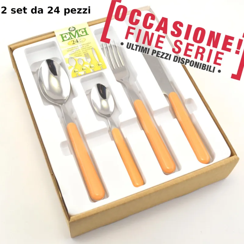 Ordina Subito Servizio Posate Colorate BRIO 48 Pezzi Color Albicocca Lavabili in lavastoviglie EME Eme Posaterie