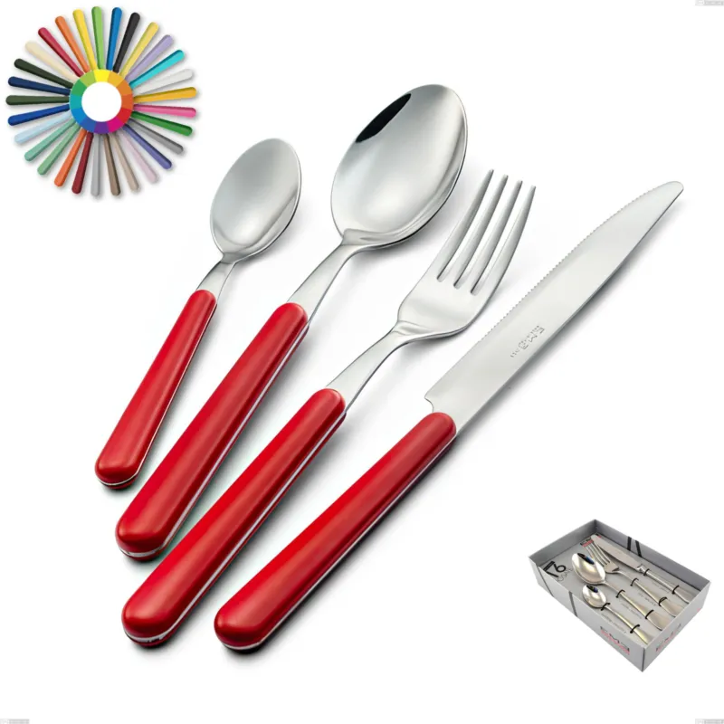 Confezione vetrina 16 pezzi Brio, Acciaio inox 18.c (AISI 430), manici in abs Eme Posaterie rosa 66 A Buon Prezzo