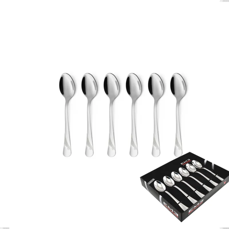 Confezione vetrina 6 pezzi caffè Milano Inciso , 18/10 (AISI304) acciaio inox Lucido , spessore 2,5 mm Eme Posaterie Popolare