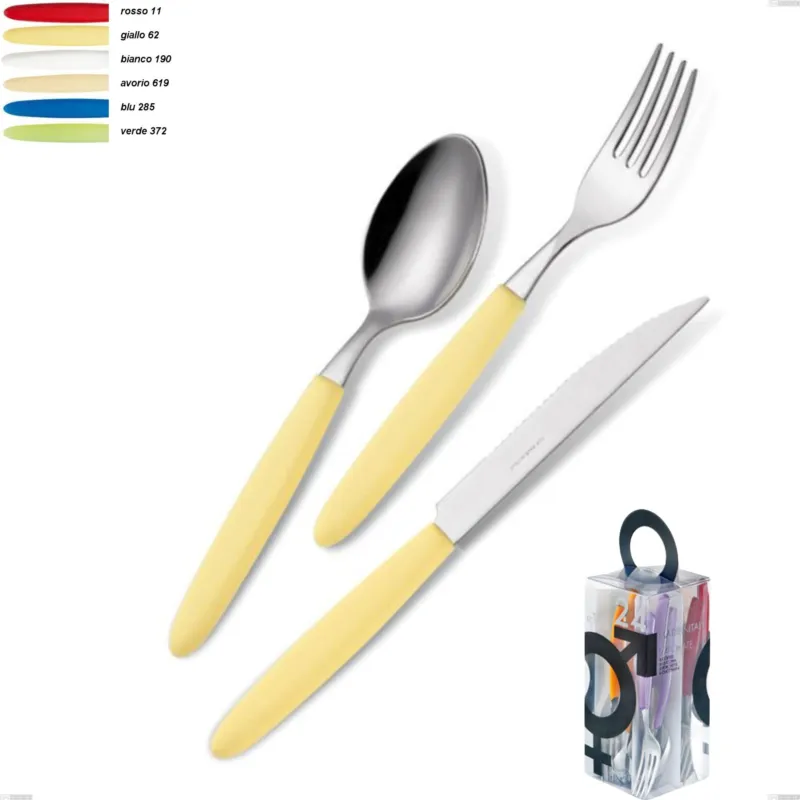 Confezione You&Me 24 pezzi posate Light, acciaio 18.c Eme Posaterie bianco 190 Prezzo Conveniente