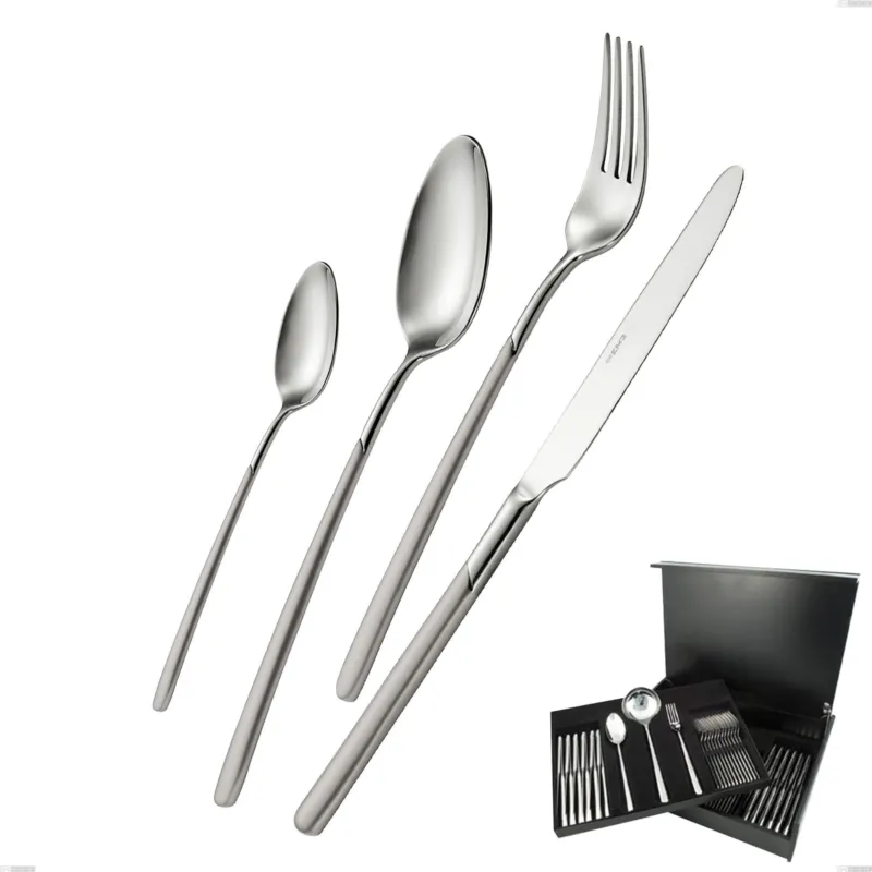 Servizio di posate 75 pezzi in astuccio di legno Celtika sabbiato, Inox 18.10 (AISI304), spessore 5.00 Eme Posaterie Sconto
