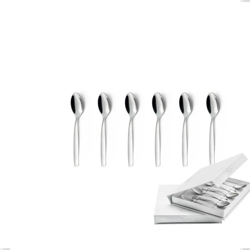 Direttamente Dal Produttore Confezione a libro 6 pezzi cucchiaino moka Shark, Acciaio inox 18/C (AISI430), spessore 2.00 mm Eme Posaterie