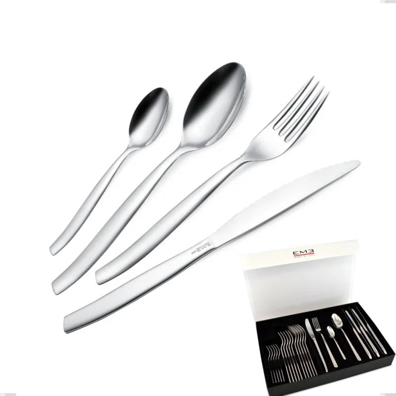 Sconto Set di posate 24 pezzi Shark in confezione panoramica a libro con 6 coltelli bistecca, Acciaio inox 18/C (AISI430), spessore 2.00 mm Eme Posaterie