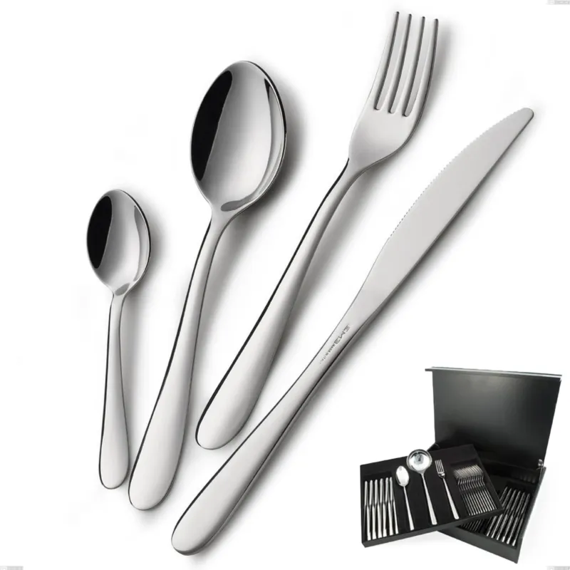Servizio di posate 75 pezzi in astuccio di legno coltello economico Segno, Acciaio inox 18/10 (AISI304), spessore 1.8 mm Eme Posaterie Compra Adesso