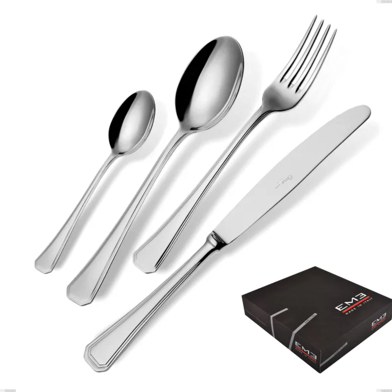 Set di posate 75 pezzi Savoia in confezione regalo, Acciaio inox 18.10 (AISI304), spessore 2.5 mm Eme Posaterie Prezzo Basso