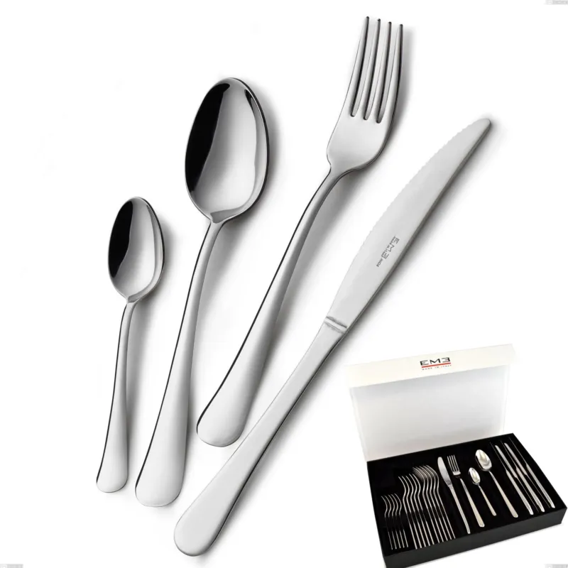 Set di posate 24 pezzi Oxford in confezione panoramica a libro coltello economico, Acciaio inox 18/C (AISI430), spessore 2.00 mm Eme Posaterie Prezzo Conveniente