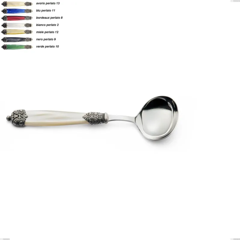 Cucchiaio salsa Mirage, Acciaio inox 18.10 (AISI 304) Eme Posaterie avorio perlato 13 Spedizione Espresso