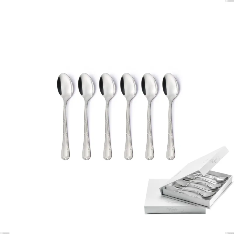 Saldi Confezione a libro 6 pezzi cucchiaini caffè Luigi XVI, Acciaio Inox 18.10 (AISI304), spessore 3.00 mm Eme Posaterie