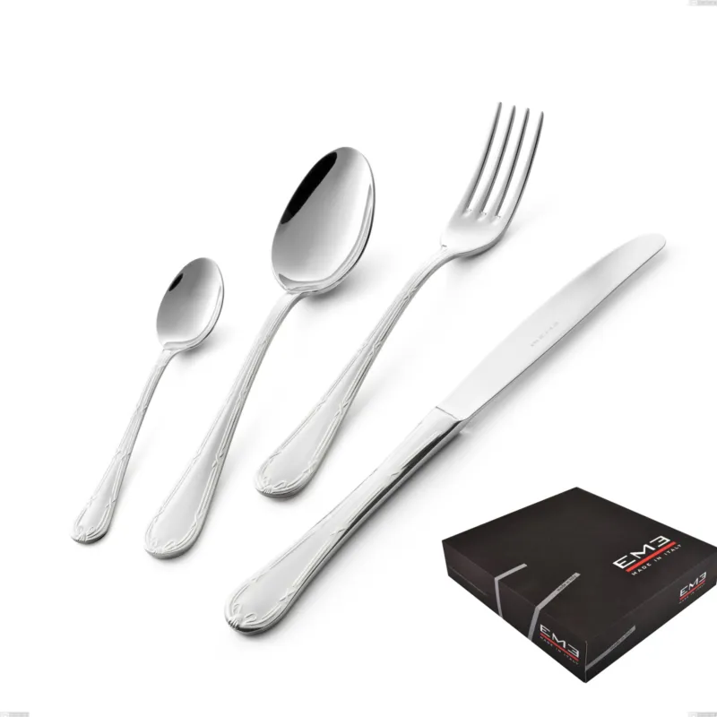 Set di posate 75 pezzi Luigi XVI in confezione regalo, Acciaio Inox 18.10 (AISI304), spessore 3.00 mm Eme Posaterie Offerta Limitata