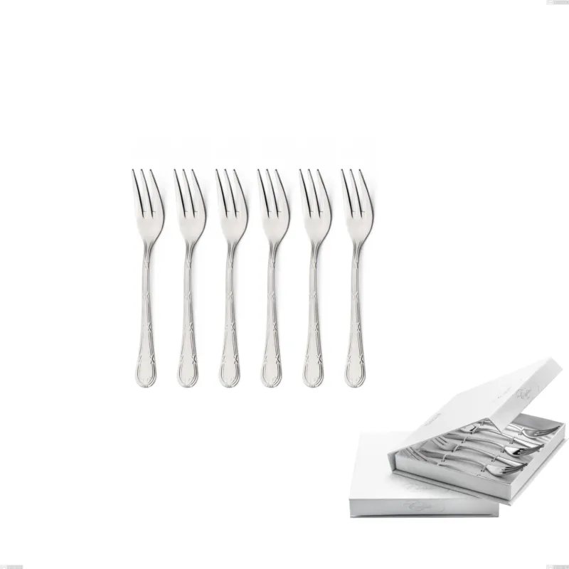 Confezione a libro 6 pezzi forchette dolce Luigi XVI, Acciaio Inox 18.10 (AISI304), spessore 3.00 mm Eme Posaterie Acquista Ora
