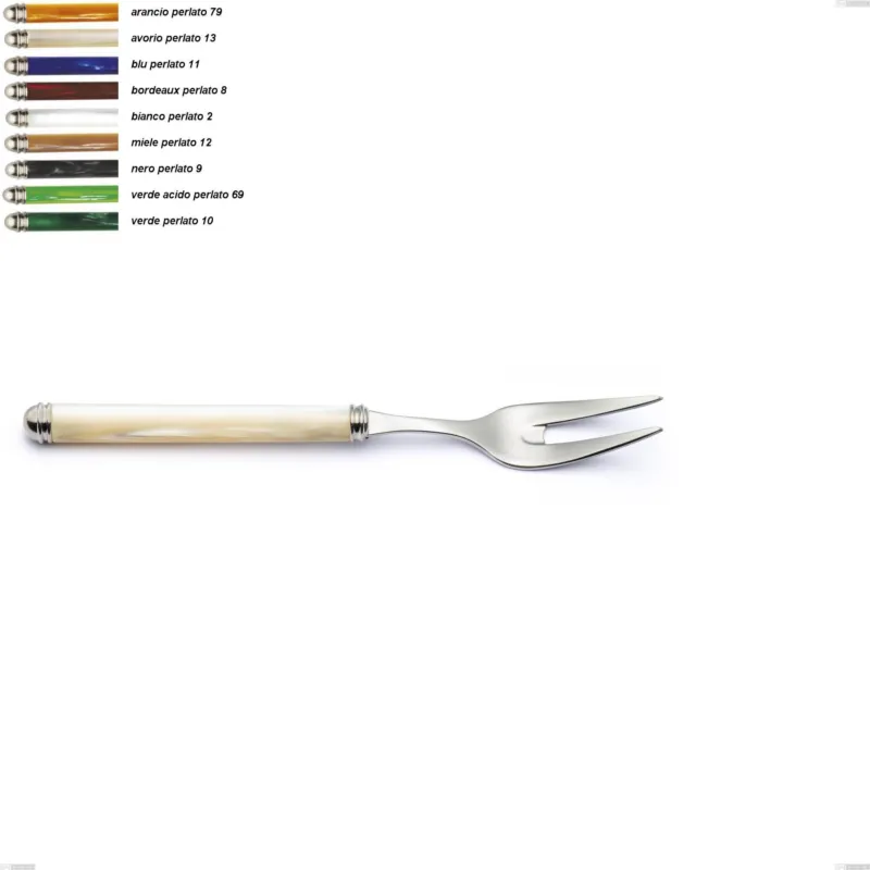 Di Tendenza Forchetta carne Linea Perlato, Acciaio inox 18/10 (AISI304) Lunghezza 213 mm manico in ABS doppia ghiera lavabili in lavastoviglie Eme Posaterie arancio perlato 79