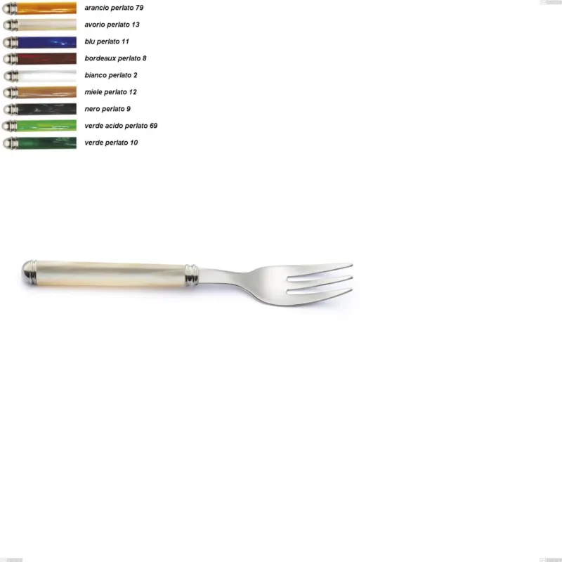 Spedito Oggi Forchetta dolce Linea Perlato, Acciaio inox 18/10 (AISI304) lunghezza 155 mm manico in ABS doppia ghiera lavabili in lavastoviglie Eme Posaterie arancio perlato 79