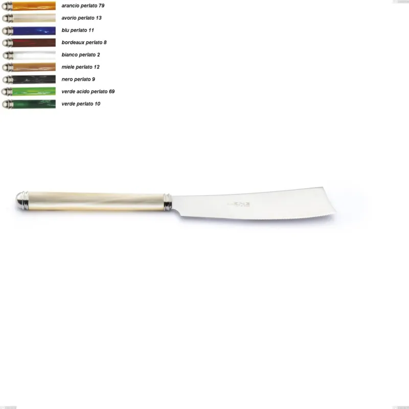 Subito Disponibile Coltello torta Linea Perlato, Acciaio inox 18/10 (AISI304) Lunghezza 236 mm manico in ABS doppia ghiera lavabili in lavastoviglie Eme Posaterie arancio perlato 79