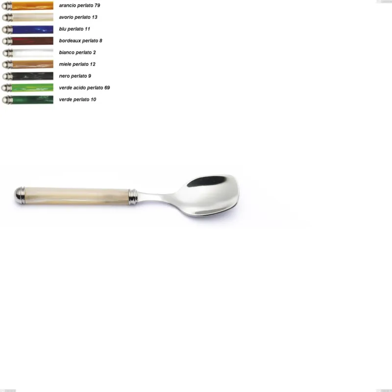 Cucchiaio gelato Linea Perlato, Acciaio inox 18/10 (AISI304) Lunghezza 151 mm manico in ABS doppia ghiera lavabili in lavastoviglie Eme Posaterie arancio perlato 79 Super Prezzo