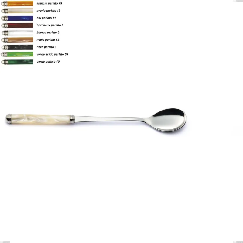 Cucchiaio bibita Linea Perlato, Acciaio inox 18/10 (AISI304) Lunghezza 216 mm manico in ABS doppia ghiera lavabili in lavastoviglie Eme Posaterie arancio perlato 79 Acquista Ora