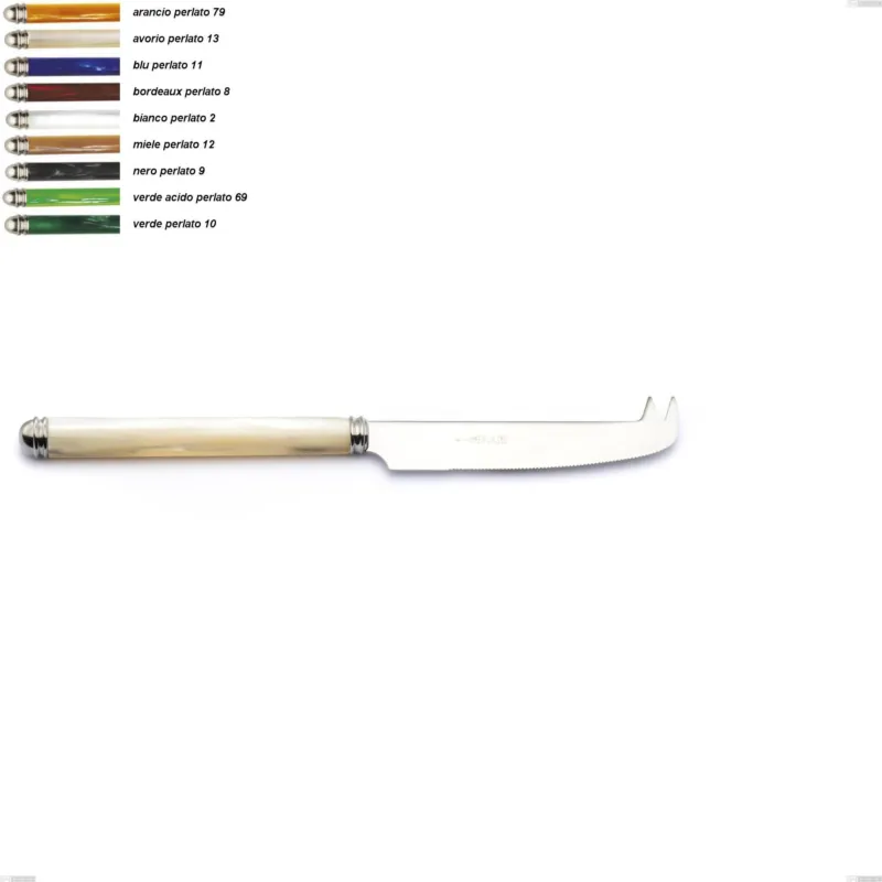 Coltello formaggio Linea Perlato, Acciaio inox 18/10 (AISI304) lunghezza 228 mm manico in ABS doppia ghiera lavabili in lavastoviglie Eme Posaterie arancio perlato 79 Scelto Dai Clienti