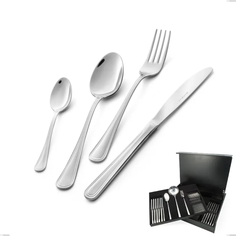 Servizio di posate 75 pezzi in astuccio di legno coltello economico Galles, Acciaio inox 18/10 (aisi 304), spessore 2.00 mm Eme Posaterie Ultimissimo Modello