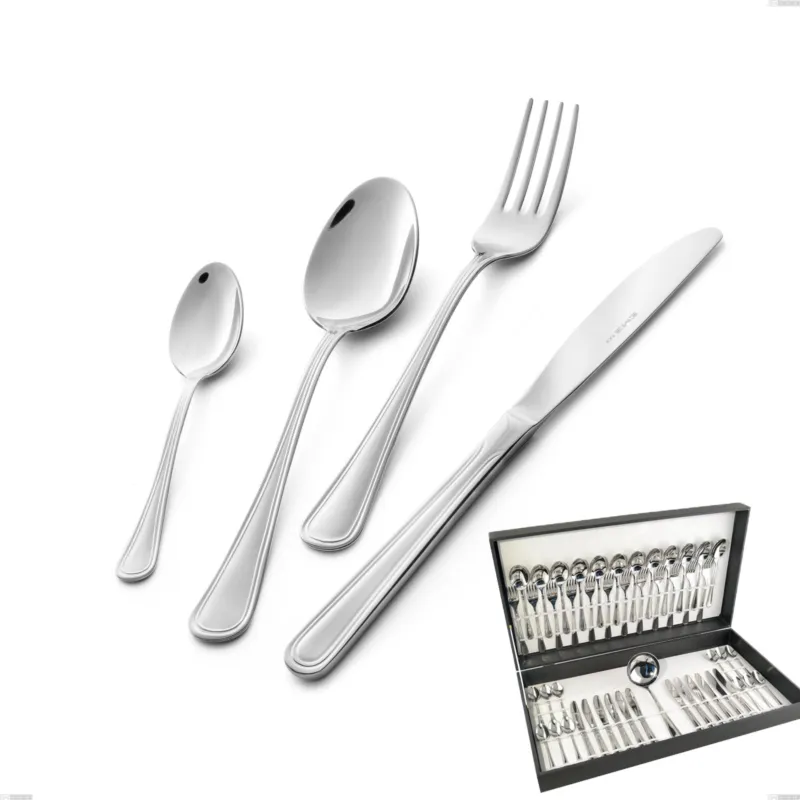 Servizio di posate 75 pezzi in astuccio regalo coltello economico Galles, Acciaio inox 18/10 (aisi 304), spessore 2.00 mm Eme Posaterie Prezzo Di Fabbrica