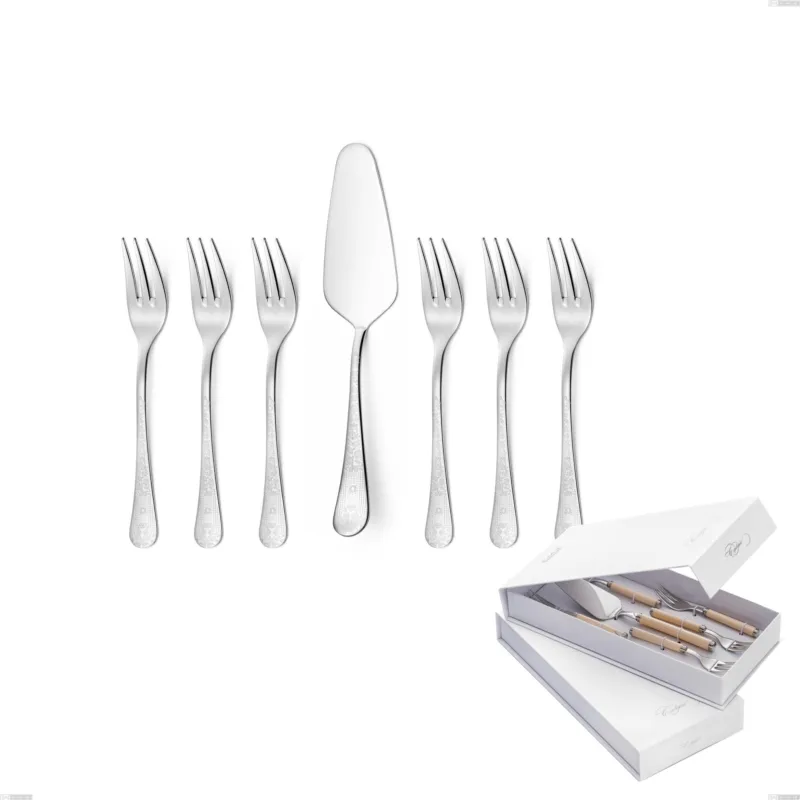 Nuovo Arrivo Confezione a libro 7 pezzi, forchettine più paletta dolce Hermitage, Acciaio lucido 18.10 (AISI304), spessore 2.5 mm Eme Posaterie