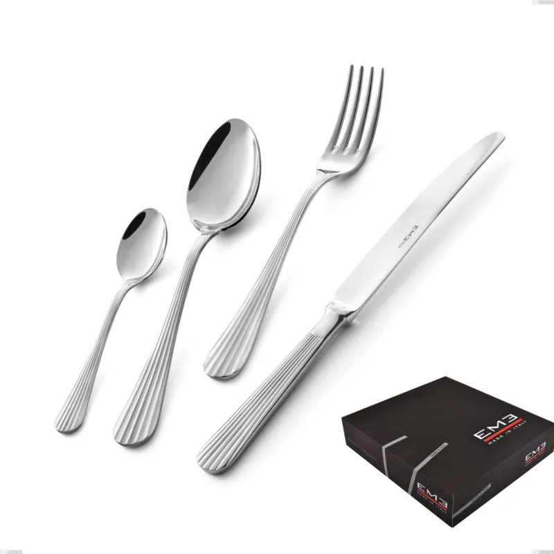 Set di posate 75 pezzi Eden in confezione regalo, inox 18.10 (AISI304) , spessore 3.0 mm Eme Posaterie Spedizione Espresso