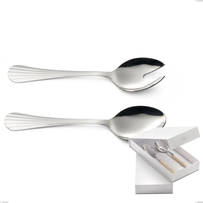 Confezione a libro 2 pezzi insalata Eden, inox 18.10 (AISI304) , spessore 3.0 mm Eme Posaterie Soddisfatti O Rimborsati