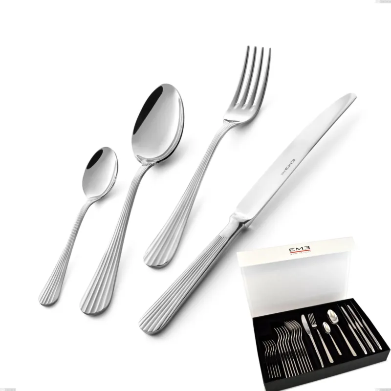 Confezione panoramica a libro 24 pezzi Eden, inox 18.10 (AISI304) , spessore 3.0 mm Eme Posaterie Reso Gratuito