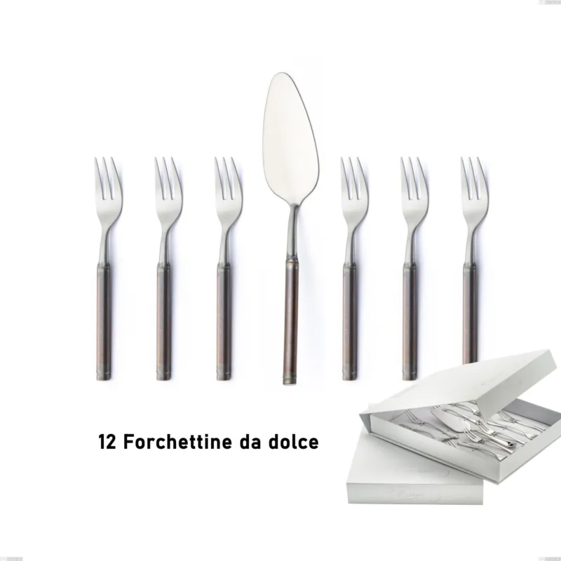 Confezione a libro 13 pezzi, forchettine più paletta dolce Fuoco, Acciaio inox 18.10 (AISI304) Eme Posaterie Scelto Dai Clienti