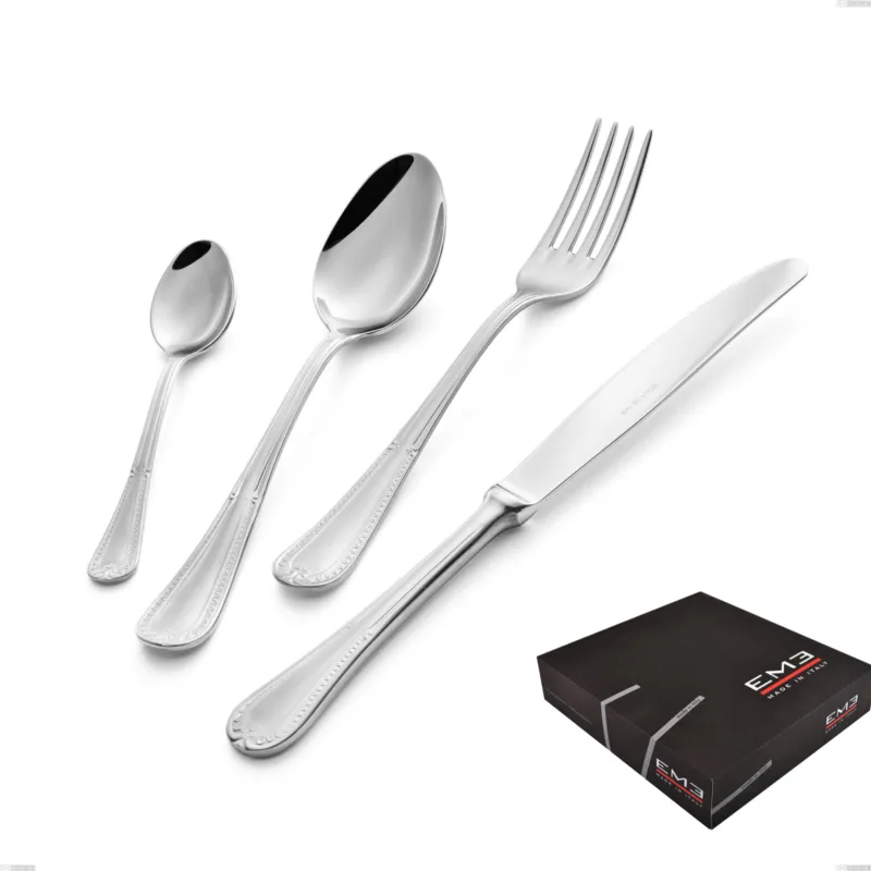 Set di posate 75 pezzi Firenze in confezione regalo, Acciaio inox 18.10 (Aisi304) , spessore 2.5 mm Eme Posaterie Occasione Imperdibile